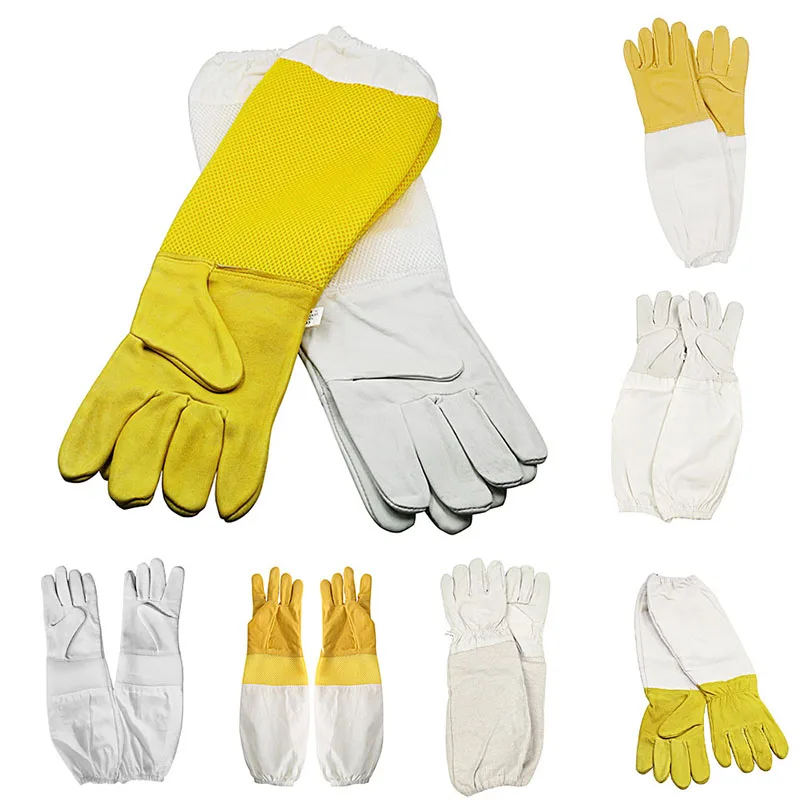 

Перчатки для пчеловодства 1 пара, защитные перчатки, дышащие длинные перчатки из овчины с защитой от пчеловодства, инструменты для птицеводства