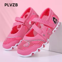 plvzb spring summer new girls sandals hollow breathable design party girls sandals fashion flat bottom childrens princess shoes