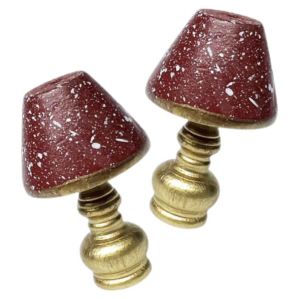 

2 pcs House Mini Table Lamp Miniature Desk Lamp Vintage Tiny Table Lamp Models