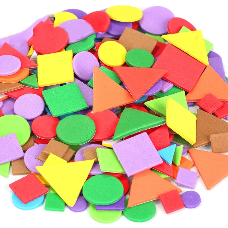 

57EE 150PCS/Bag Handmade Kindergarten DIY Geometric EVA Color Patch Pattern Sticker