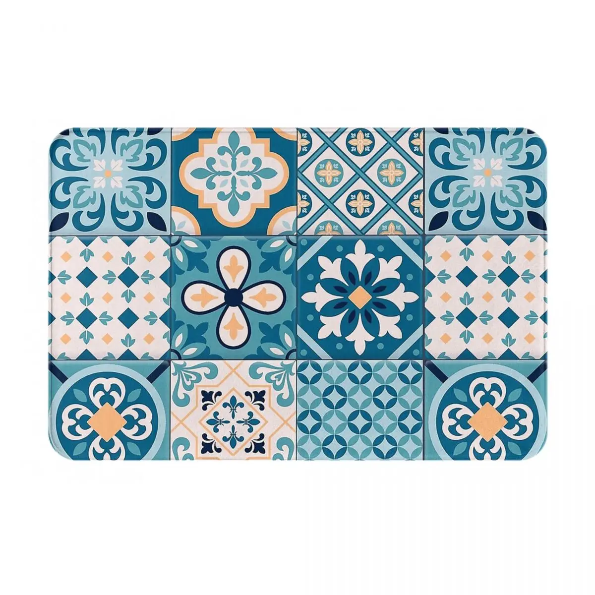 

Коврик Azulejos из средиземноморской мозаики, нескользящий коврик для входной двери, Прямая поставка, декоративные коврики для помещений и ули...