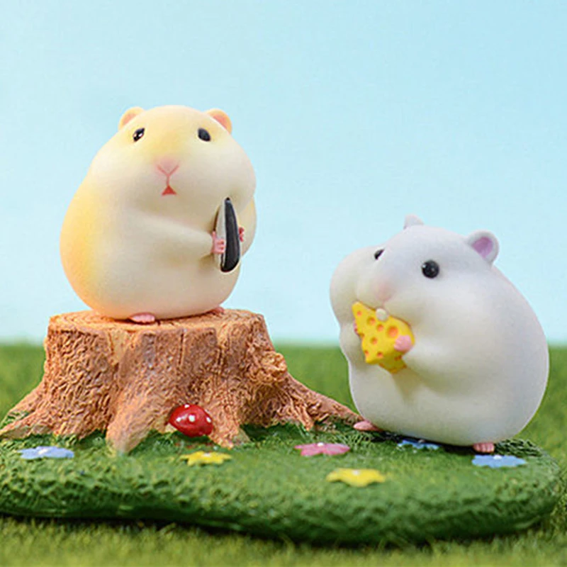 

House Decoration Ornament Cute Hamster Shape Resin Kawaii Creative Office Desk Bedroom Living Room Ornament