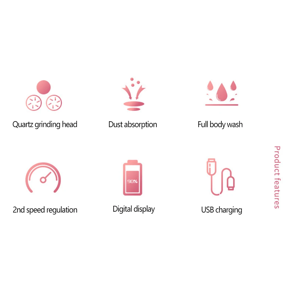 

Electric Foot File Grinder 2 Gears Waterproof Washable Rechargeable Dead Skin Remover Care Cuticle Pedicure Professional