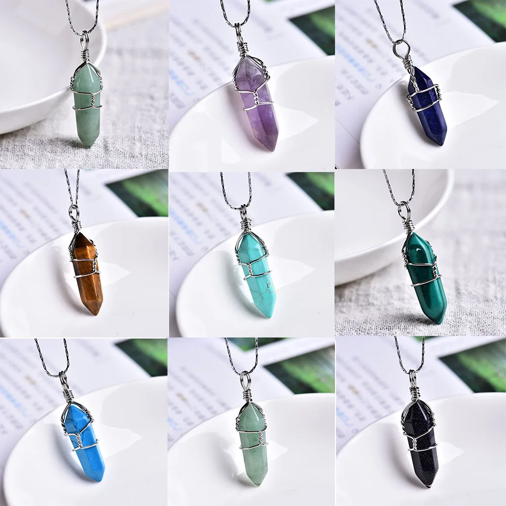 

Natural Stone Crystal Mineral Jewelry Amethyst Dot Pendant Lovers Pendant Necklace Pendant DIY Gift Fashion Jewelry Accessories