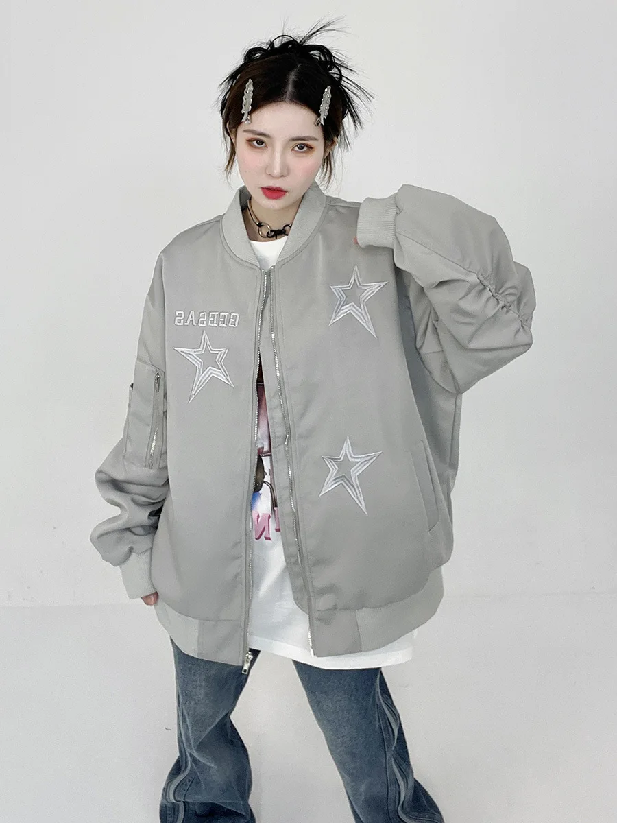 

High Street Fashion Brand Embroidery Design Feeling Baseball Suit Women Spring and Autumn Pilot Jacket Coat