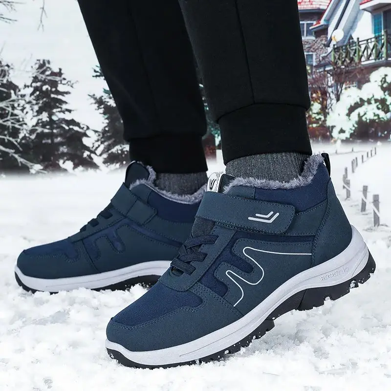 

Зимние ботинки, теплые меховые мужские ботинки на шнуровке, Повседневная плюшевая мужская обувь на платформе, модные мужские ботинки