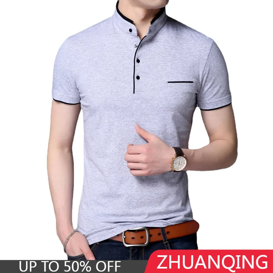 

Футболка мужская с имитацией кармана, дышащая приталенная Модная рубашка из 95 хлопка, с пуговицами, роскошный брендовый тренд на лето