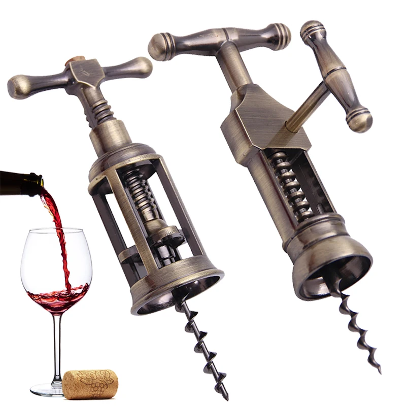 

Vintage Classic Puller Retro Red Corkscrew Opener Cork Remover Bronze Wine Kitchen Alloy Zinc Bottle Bottle Opener Wine Wine