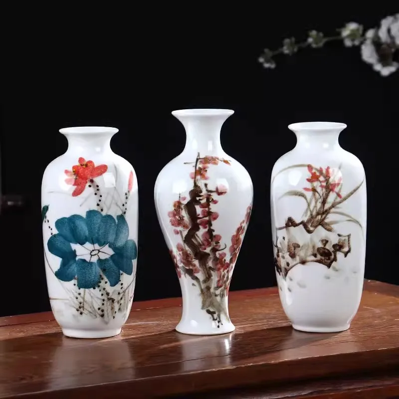 

Керамическая ваза с ручной росписью Цзиндэчжэнь, Цветочная композиция, домашние китайские декоративные столешницы ручной работы