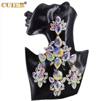 cuier clip on huge size drop pendant earrings drag queen jewelry crystal ab tv show accessories mens earrings fashion women