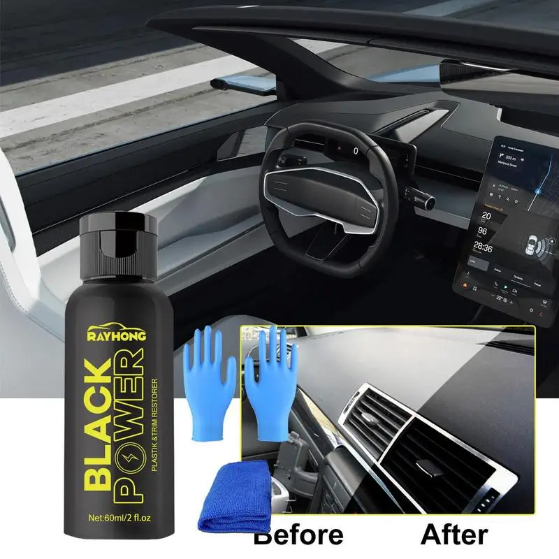 

60ml Black Car Trim Restorer Spray Universal Refurbishment Agent Resists Water Uv Rays Dirt Coating Trim Restore For Cars