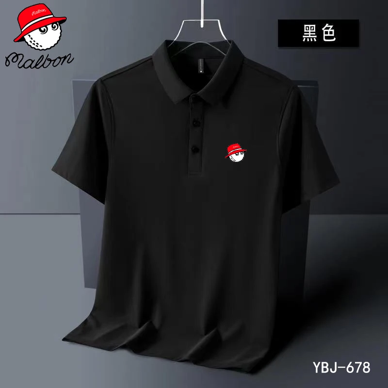 Malbon Embroidery LOGO Golf Shirts Men Summer High Quality Golf Short Sleeve Top Breathable Quick Drying Business Polo Shirt