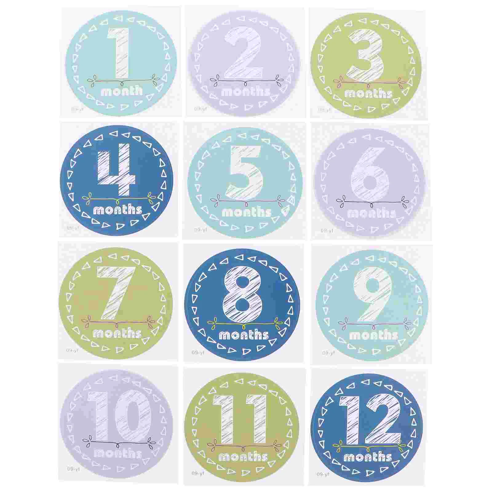 

Baby Stickers Sticker Month Milestone Monthly Boy Newborn Photo Photography Props Old Paper Label Age Keepsake Background Gifts