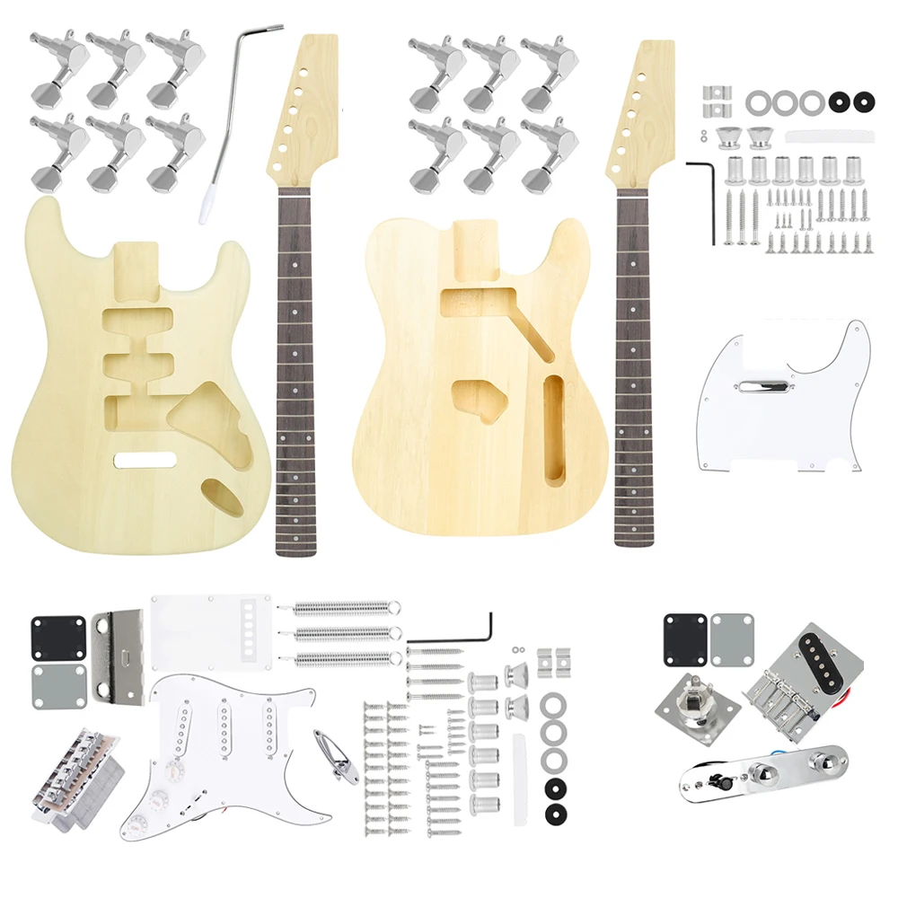 

DIY ELectric Guitar Kit LT/ST 6 Strings 22 Frets Basswood Body Maple Neck Fingerboard Guitarra Parts Accessories