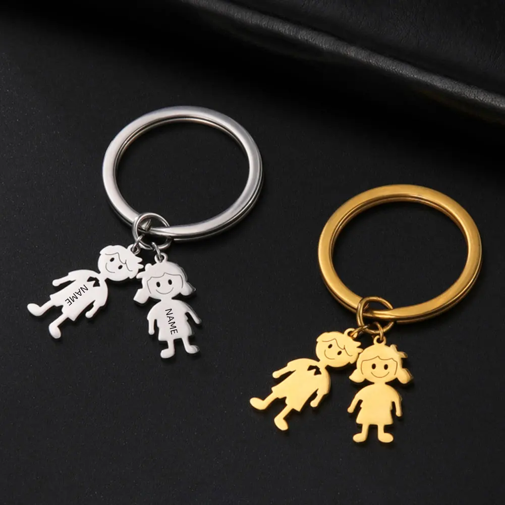 

Брелок для мальчиков и девочек, персонализированное имя для детей, из нержавеющей стали, золотой цвет, брелок для ключей, подарок для женщин,...