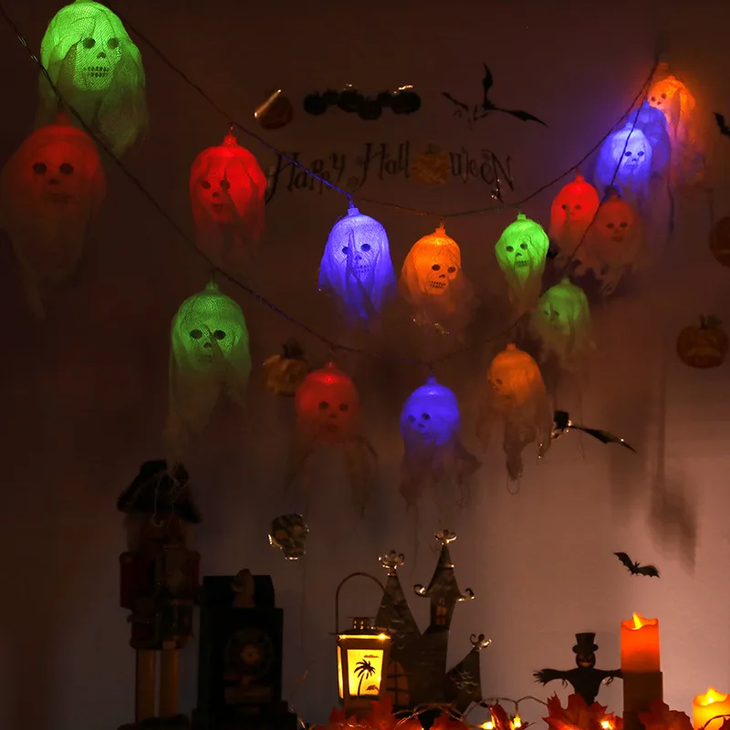 2.5M Light String Halloween LED Lantern Ghost String LED Light Skull Colorful Night Festival Horror Party Decoration GL169