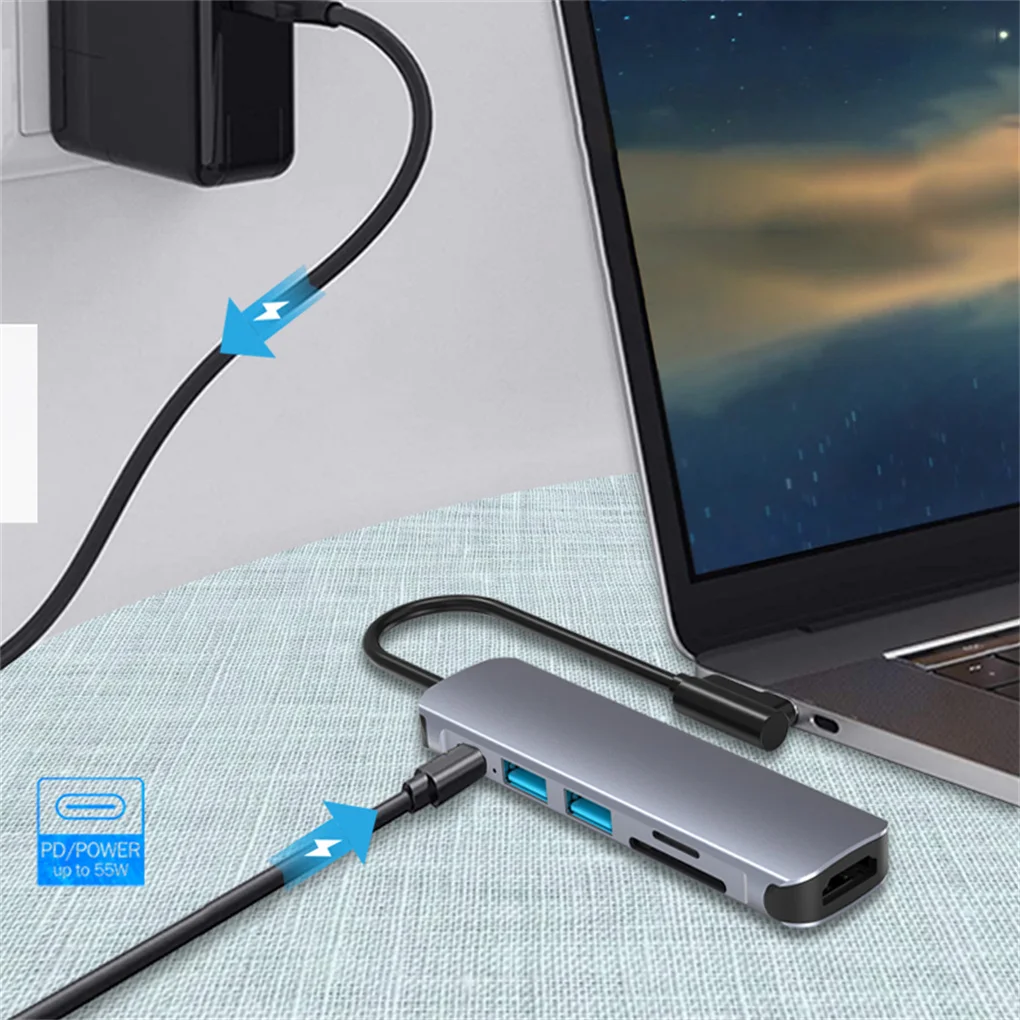 

6 in 1 USB Hub Device Memory Reading Data Connector Converter Device