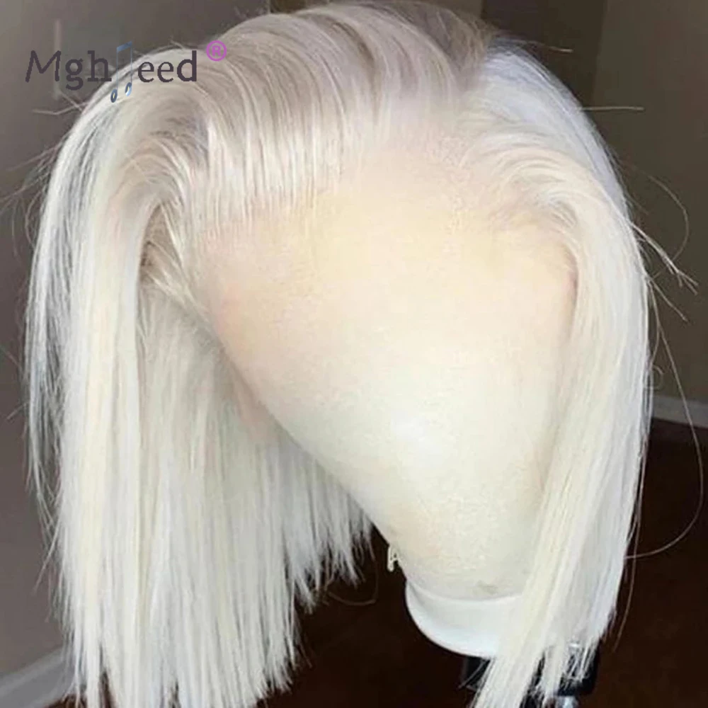 Ash White Blonde Human Lace Ftontal Wigs European Hair Hd Transparent Lace Virgin Hair Wigs Preplucked Hairline