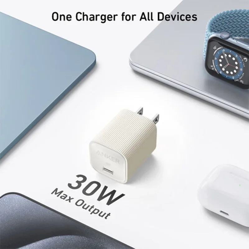 Зарядное устройство Anker с USB-кабелем и функцией быстрой зарядки 30 Вт