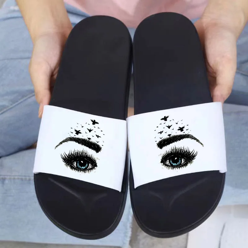 

Slippers For Women Thick Platform Indoor Bathroom Slipper Simple Print Soft EVA Anti-slip Home Floor Slides Ladies Summer Shoes