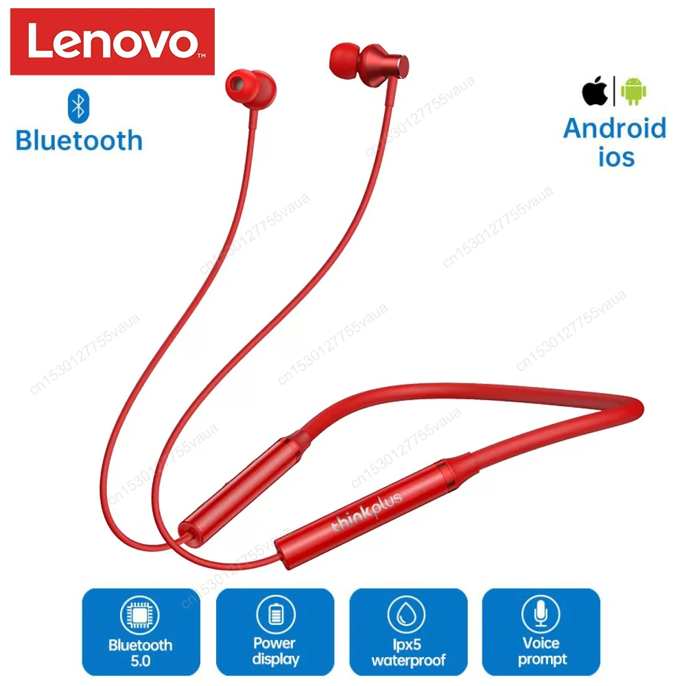 

Lenovo HE05 Bluetooth 5.0 Wireless Earphones Magnetic Neckband Earbuds IPX5 Waterproof Sport Headset With Noise Cancelling Mic