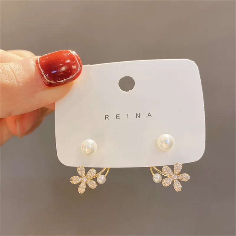 

Korean Earings Fashion Jewelry Imitation Pearls Flower Stud Earrings Statement Earrings For Women Pendientes Wholesale