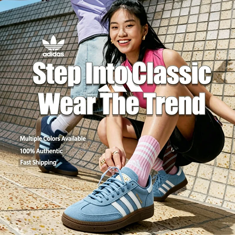 Фото Кроссовки Adidas Unisex Classic Handball Spezial, ретро-модные повседневные кроссовки с тройным логотипом Trefoil BD7632 BD7633 №1