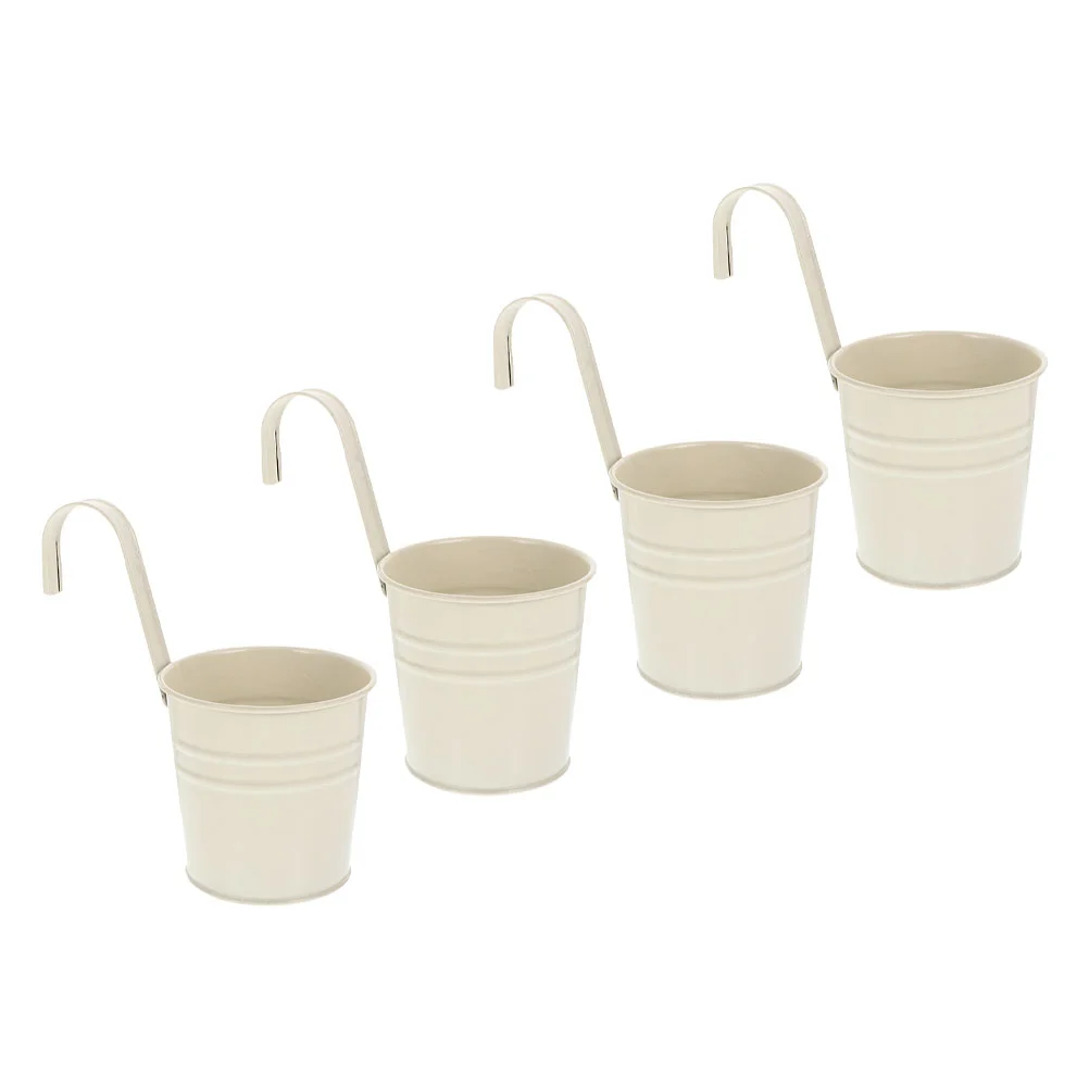 

4 Pcs Small Indoor Pots Hanging Tin Flower Bucket Flowerpot Container Decorative Iron White Exquisite