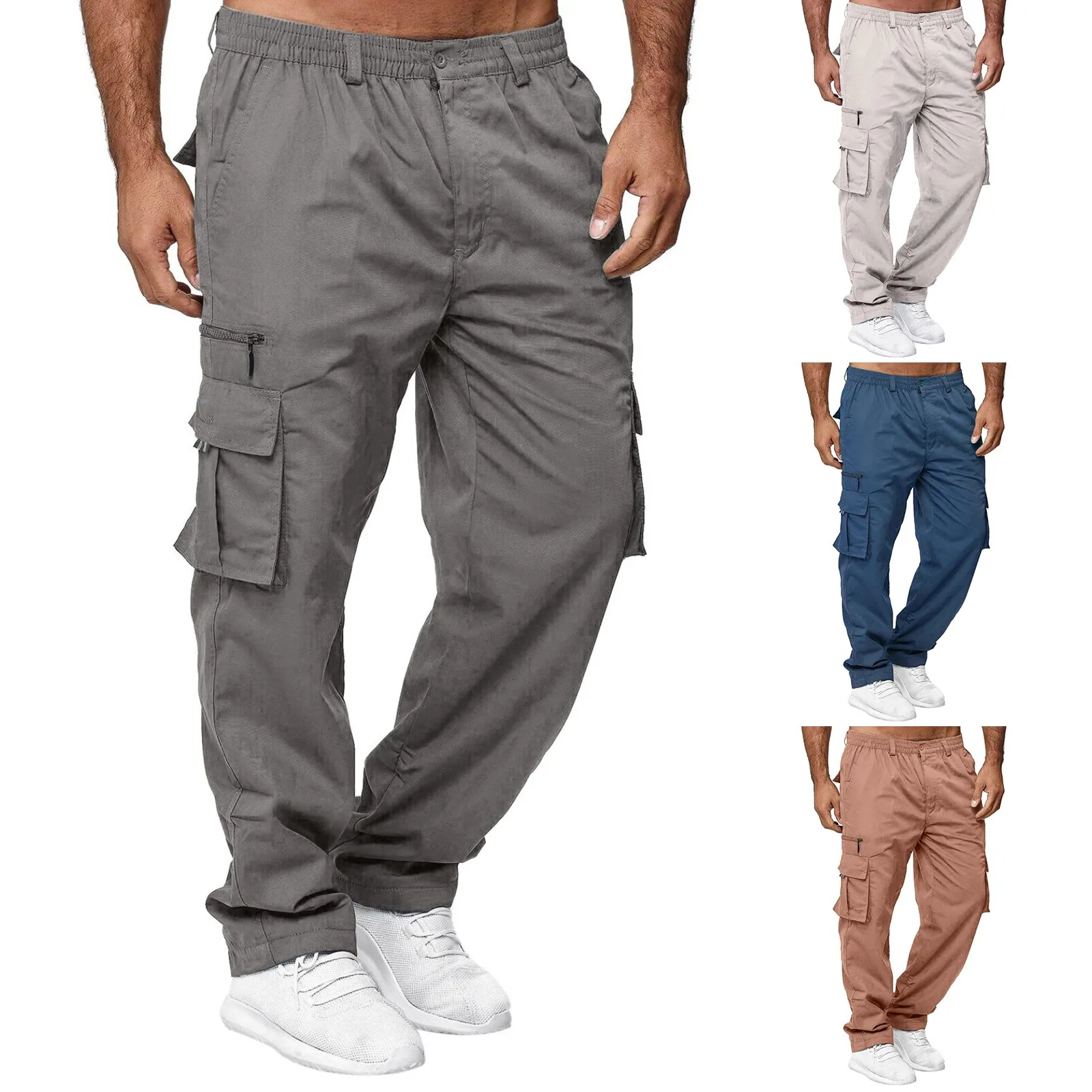 Брюки-карго мужские с несколькими карманами уличные штаны для бега свободные