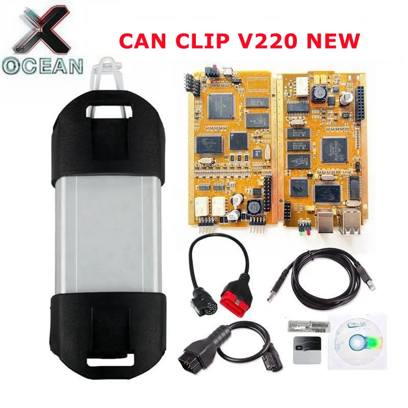 Для Renault Can Clip V220, полный чип с CYPRESS AN2131QC, Золотая плата Can Clip с чипом AN2131QC, версия B, инструмент для диагностики автомобиля