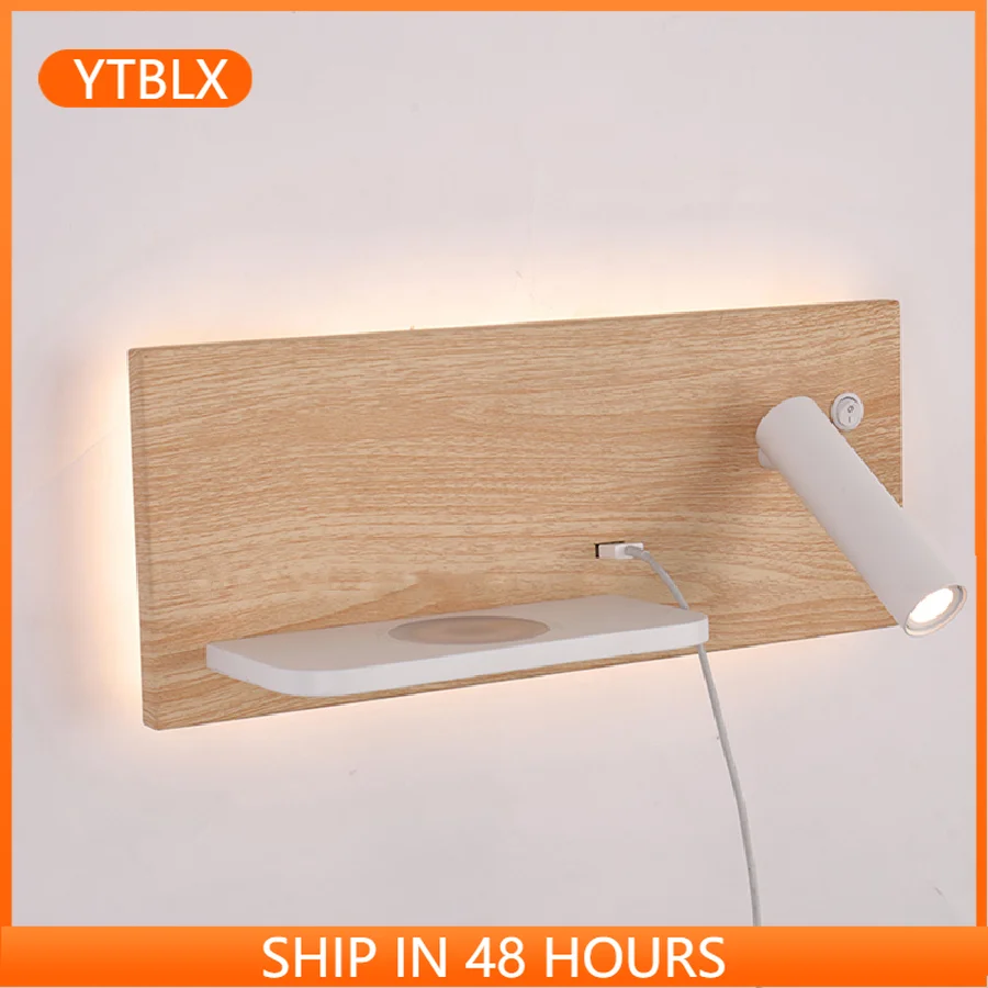 

ZEROUNO Modern Hotel Wall Lamp Wall Lights Fixture Bed Room Headboard Reading Lamp night led Wireless USB Charger Backlit Lights
