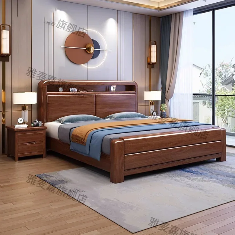 Деревянная кровать для хранения роскошная двуспальная современная дизайнерская