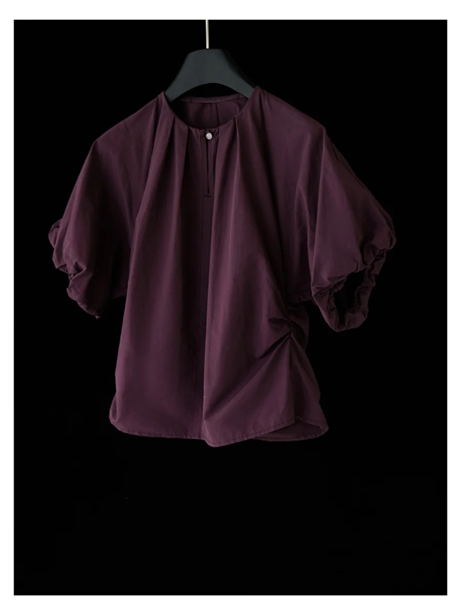 Женские летние однотонные рубашки из натурального хлопка с трехмерной талией Yxzc0