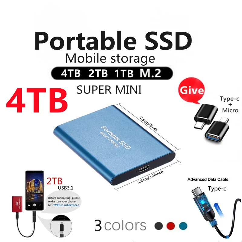 

2022 портативный 16 ТБ SSD Type-C USB 3,1 жесткий диск оригинальные внешние M.2 диски твердотельные диски для ноутбука настольного компьютера флэш-памя...