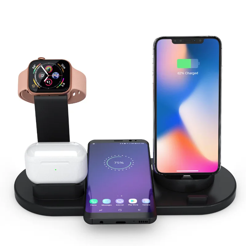 

10W Wireless Charger Stand For IPhone 13 12 11 XR 8 Apple Watch 3 In 1 Fast Charging Dock Station For Airpods Pro For Samsung