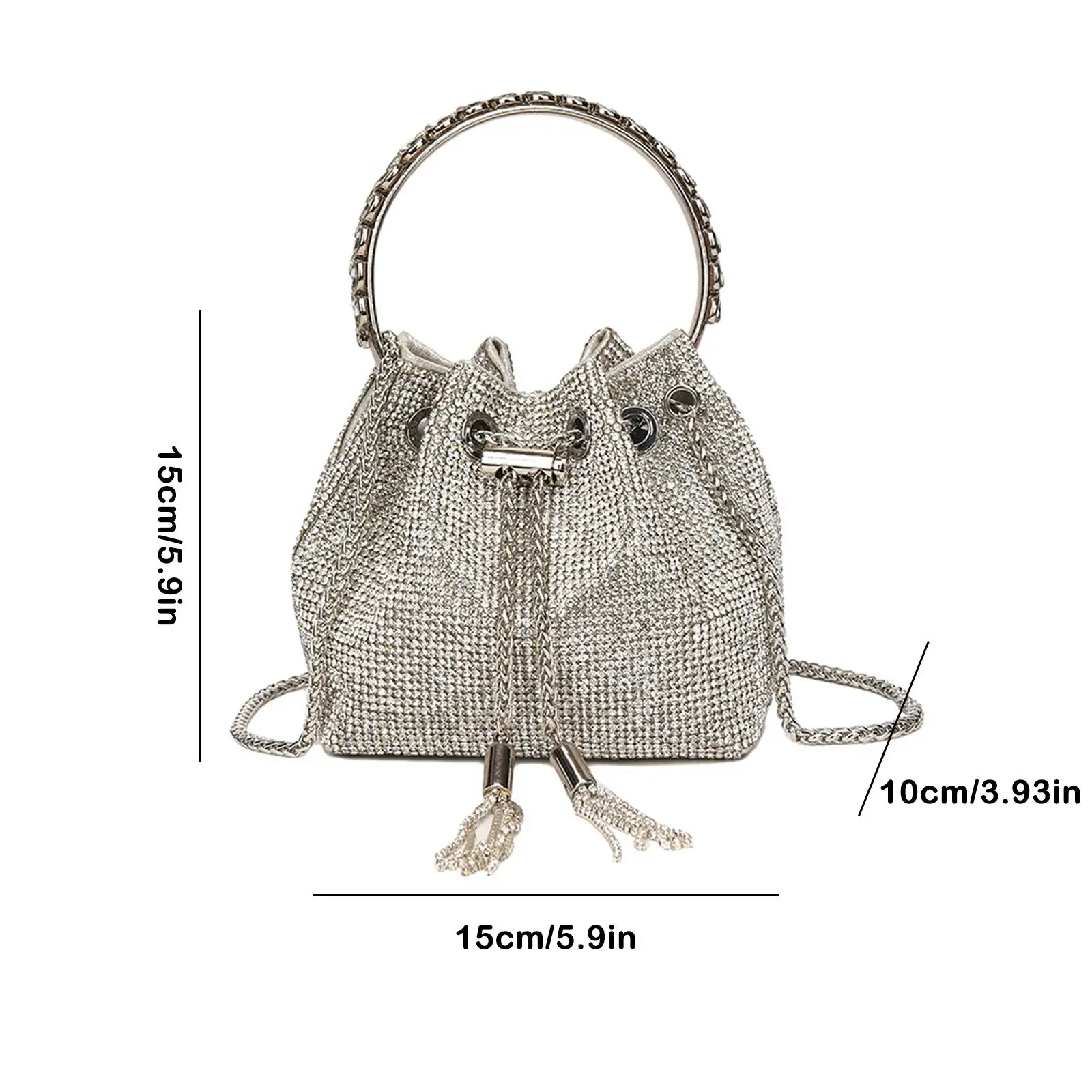 Bucket Bag Rhinestone Handbag For Women Bag Diamonds Shoulder Bag Purse Ladies Female Crossbody Bag Fashion Shining Diamond Bag
