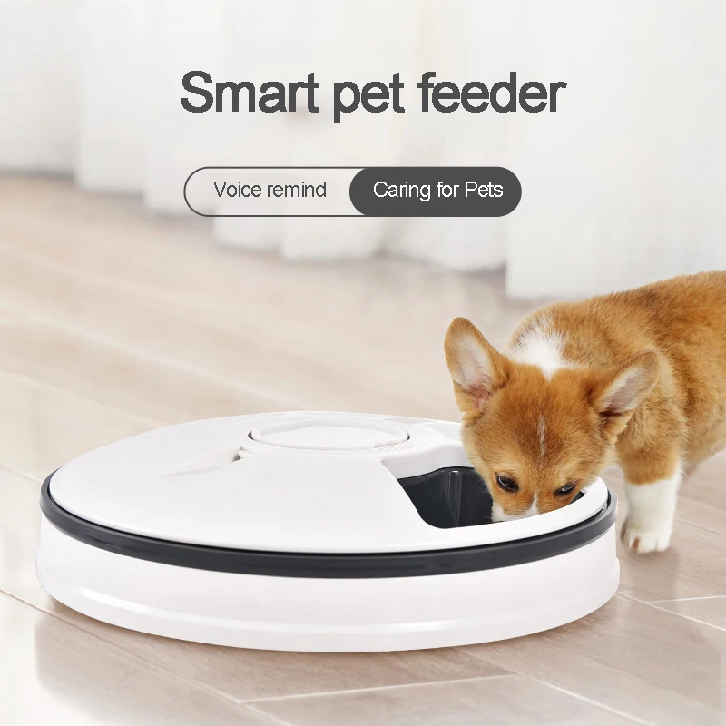 

Round Pet Automatic Feeder Food Timing Dispenser Portion Control Detachable Dogs Cats Anti Slip With Voice Recorder Dry Wet Food