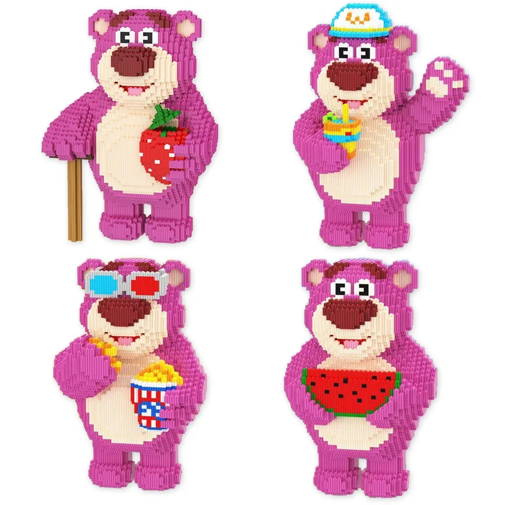 Creative Summer Losto Building Block Cartoon Viewing Film Strawberry Bear Model 3D DIY Assembled Magic Bricks Toys For Kids Gift