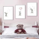 Настенные картины для детской комнаты, холщовые плакаты с милыми звездами, кроликами, мультяшная живопись, скандинавский декор для детей, украшение для детской комнаты