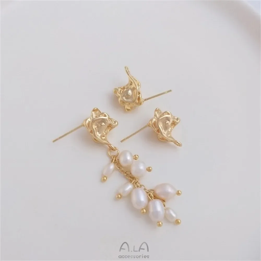 14-каратное золото модные серьги неправильной формы в форме монстра серебро 925