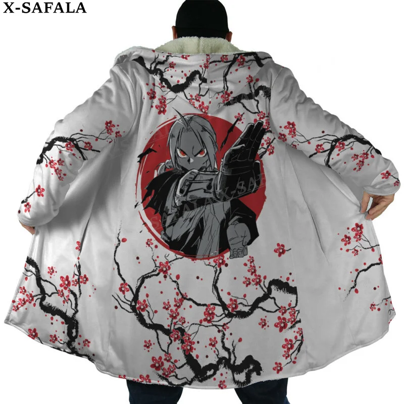 Эдвард Элрик цельнометаллическое пальто с алхимиком 3D принтом Толстая теплая