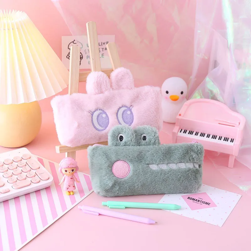 Милый кролик крокодил плюшевая школьная сумка карандаш