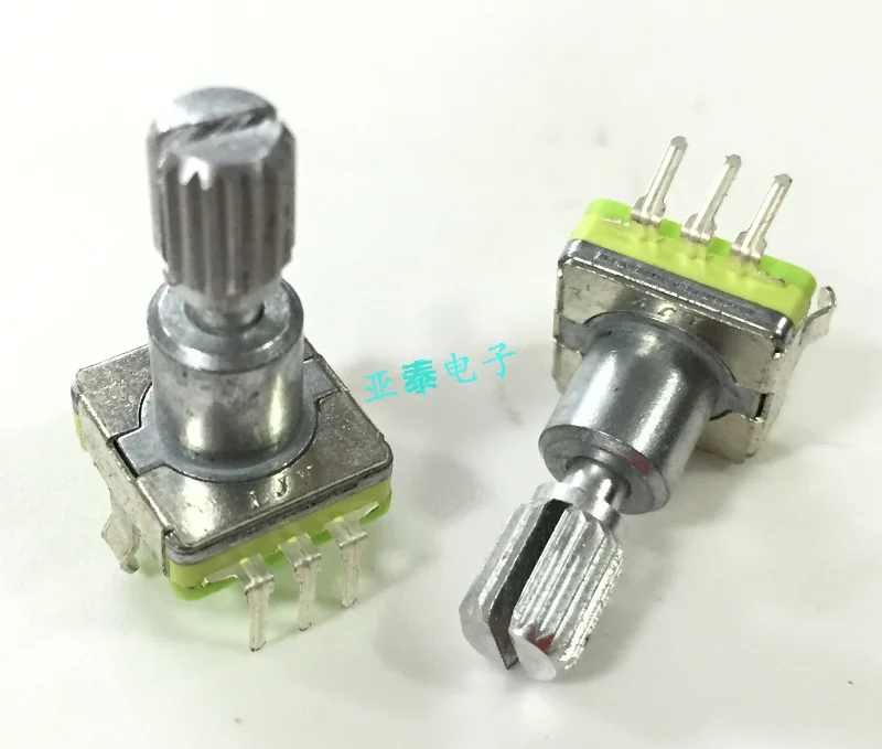 1pcs LJV high-quality car navigation EC11 encoder with switch 30 positioning 15 pulse serrated shaft length 17MM