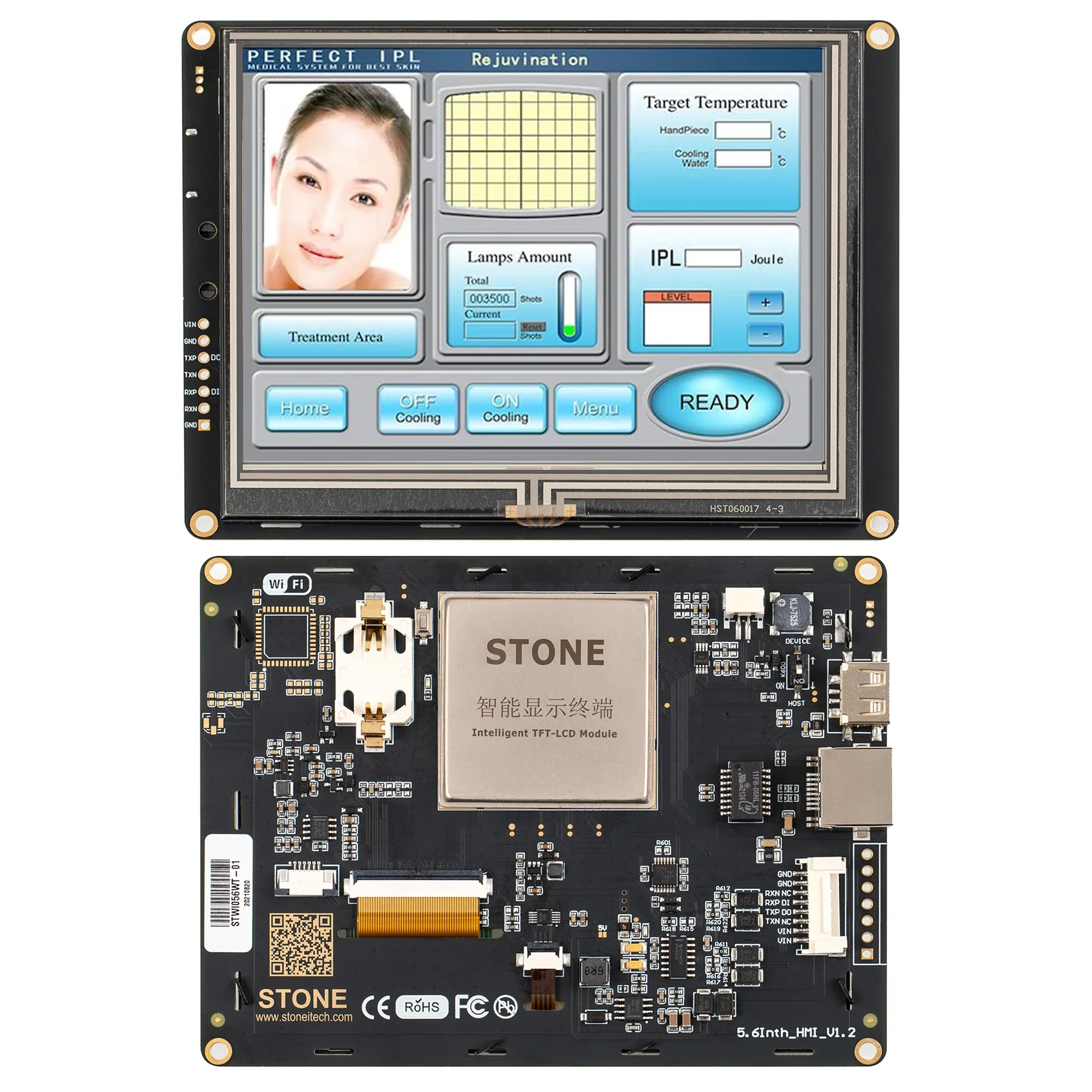 5.6 inch touchscreen Tft Lcd Module with wide visual angle and range temperature