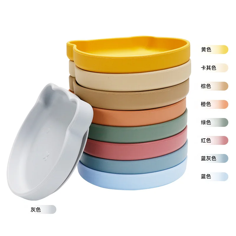 Plate for Kids with Silicone Baby Bowl Suction BPA Free Feeding Baby Tableware Children Dining Dishes