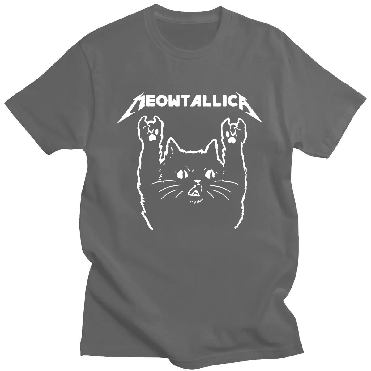 

Hot Sale Tops Cat Meowtallica Cat Rock Music Printed Rock Music Men T-Shirts Oversized T-Shirts Comfortable Unsiex Couple Wears