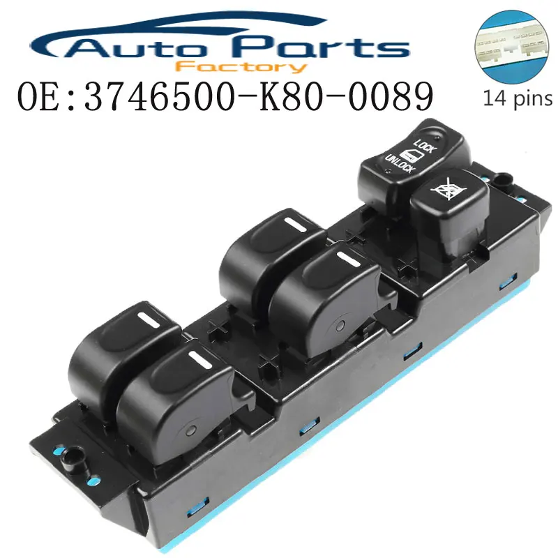 

New Front Left Power Window Switch With Anti-Folder Function For Great Wall Hover Haval H3 H5 3746500-K80-0089 3746500K800089