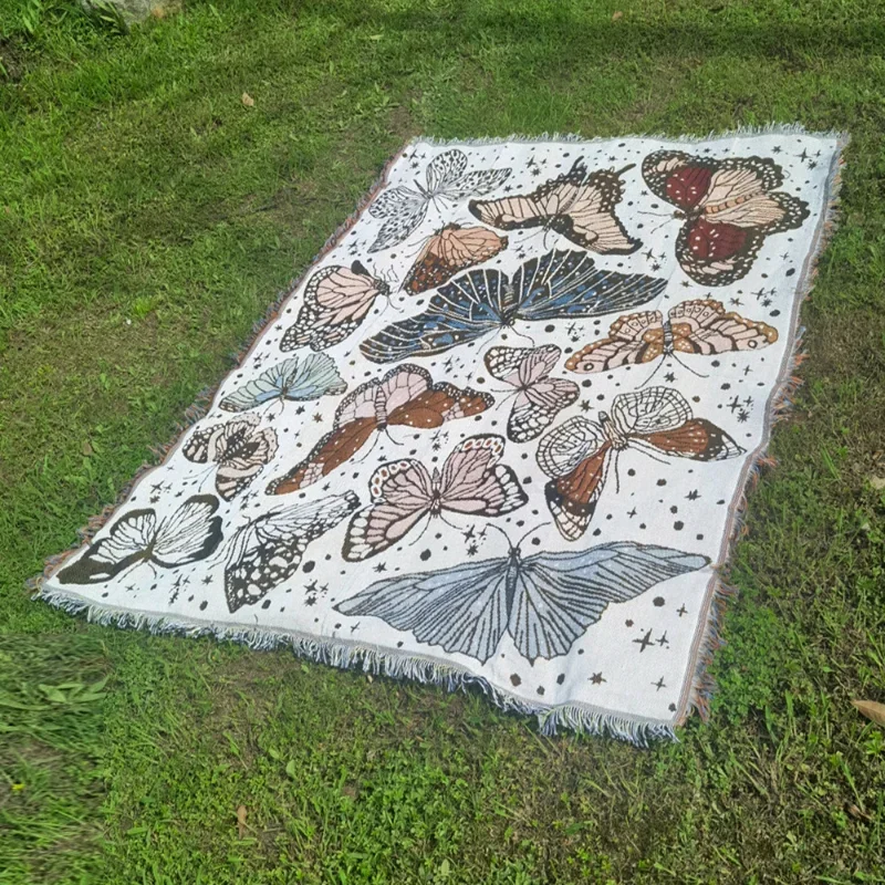 

Tribal Indian Blankets Outdoor Boho Rugs Decorative Bed Blankets Camping Picnic Blanket Plaid Sofa Mats Travel Rug Tassels Linen