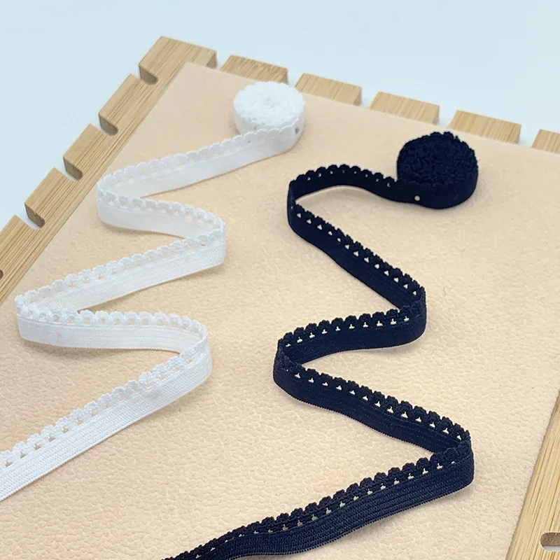 

50 Yards White Black Nylon Elastic Band 10mm Garment Sewing Accessories Underwear Lace Trim
