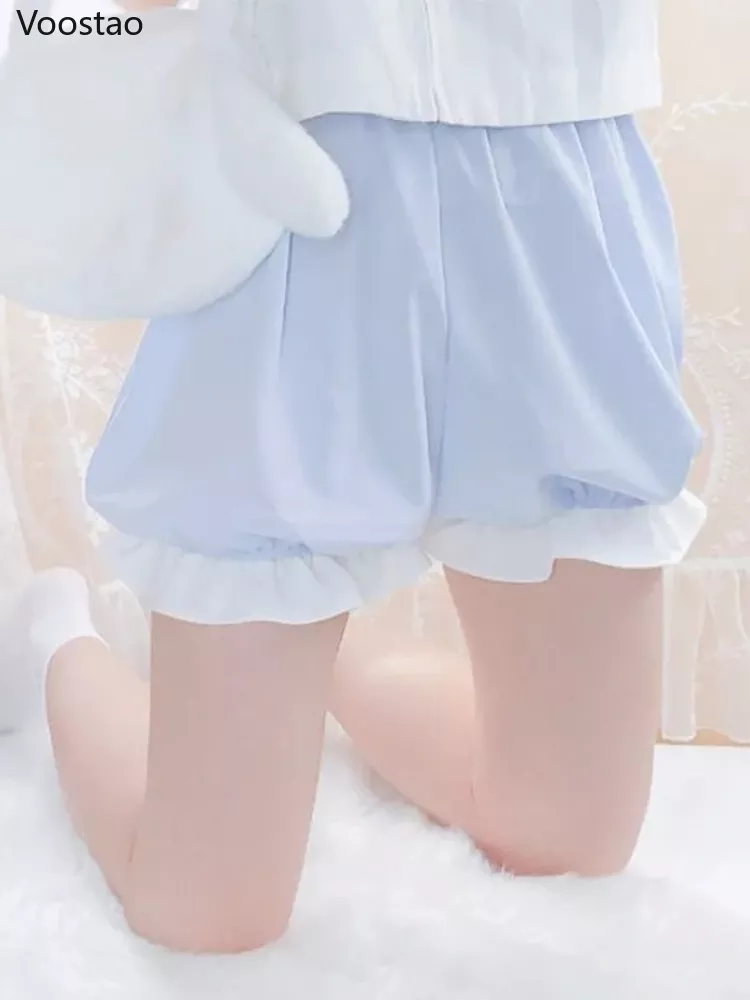 Sweet Chic Lolita Safety Shorts Japanese Women Gothic Lace Ruffles Stretchy Underpants Cute Short Pants Girly Kawaii JK Bloomers